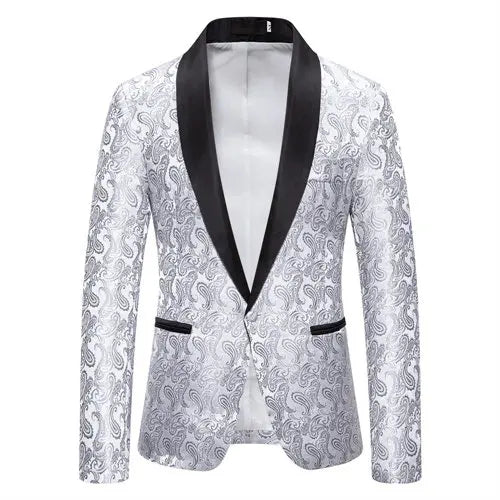 2026 New Men's Red Cashew Flower Blazer, Wedding Party Dress Jacket, White Blue Black Brands Blazers Coat, S M L XL XXL