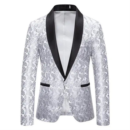 2026 New Men's Red Cashew Flower Blazer, Wedding Party Dress Jacket, White Blue Black Brands Blazers Coat, S M L XL XXL