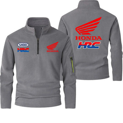 2025 Honda HRC Logo Autumn and Winter Fashion Stand-up Collar Half-zip Long-sleeved Sports Shirt Thickened Men's Casual Tops