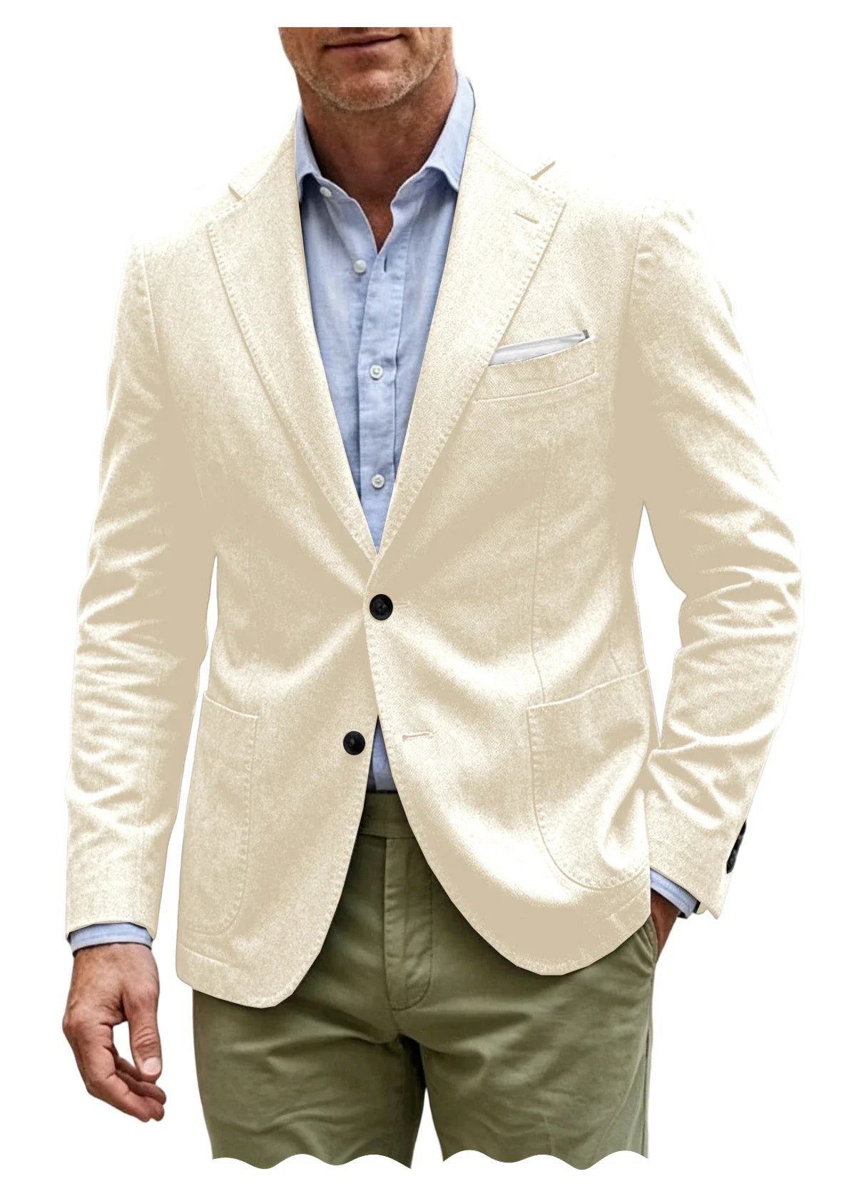 Men's Cotton Blazer Notch Lapel 2 Button Slim Fit Suit Jacket Lightweight Breathable Business Casual Daily Sport Coat for Spring