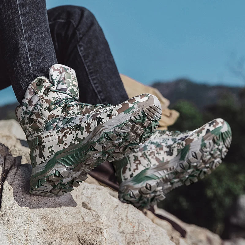 2025 Fashion Men's Desert Combat Boots Outdoor Non-slip Hiking Shoes Waterproof Men's Work Boots Men Tactical Boots Ankle Boots