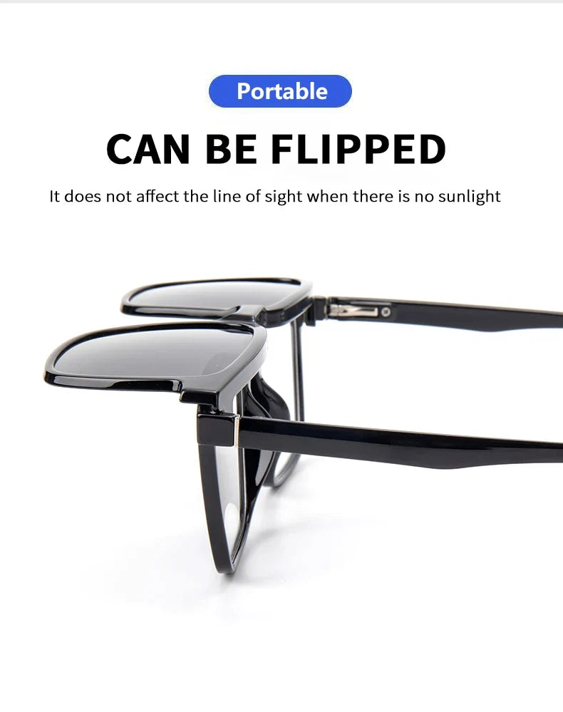 Gradient Men Flip Up Clip on Men Driving Polarized Oversized Optical Myopia Glasses Magnetic Eyeglasses For Women TJ2191