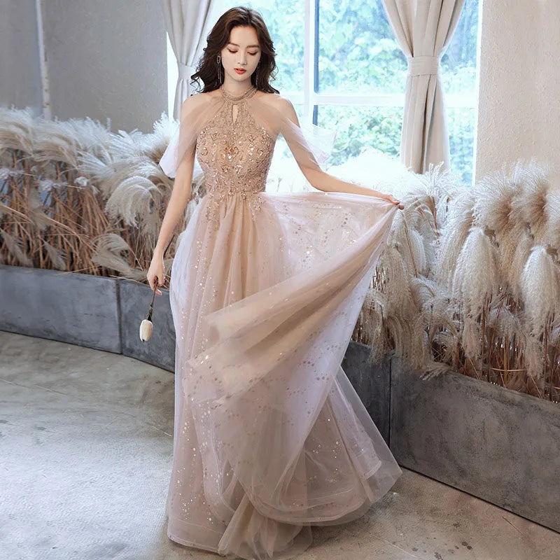 Champagne Dresses Elegant Women's Evening Dress New Banquet Style Bridesmaid Dress Fairy Quinceanera Dress Sukienki Customized