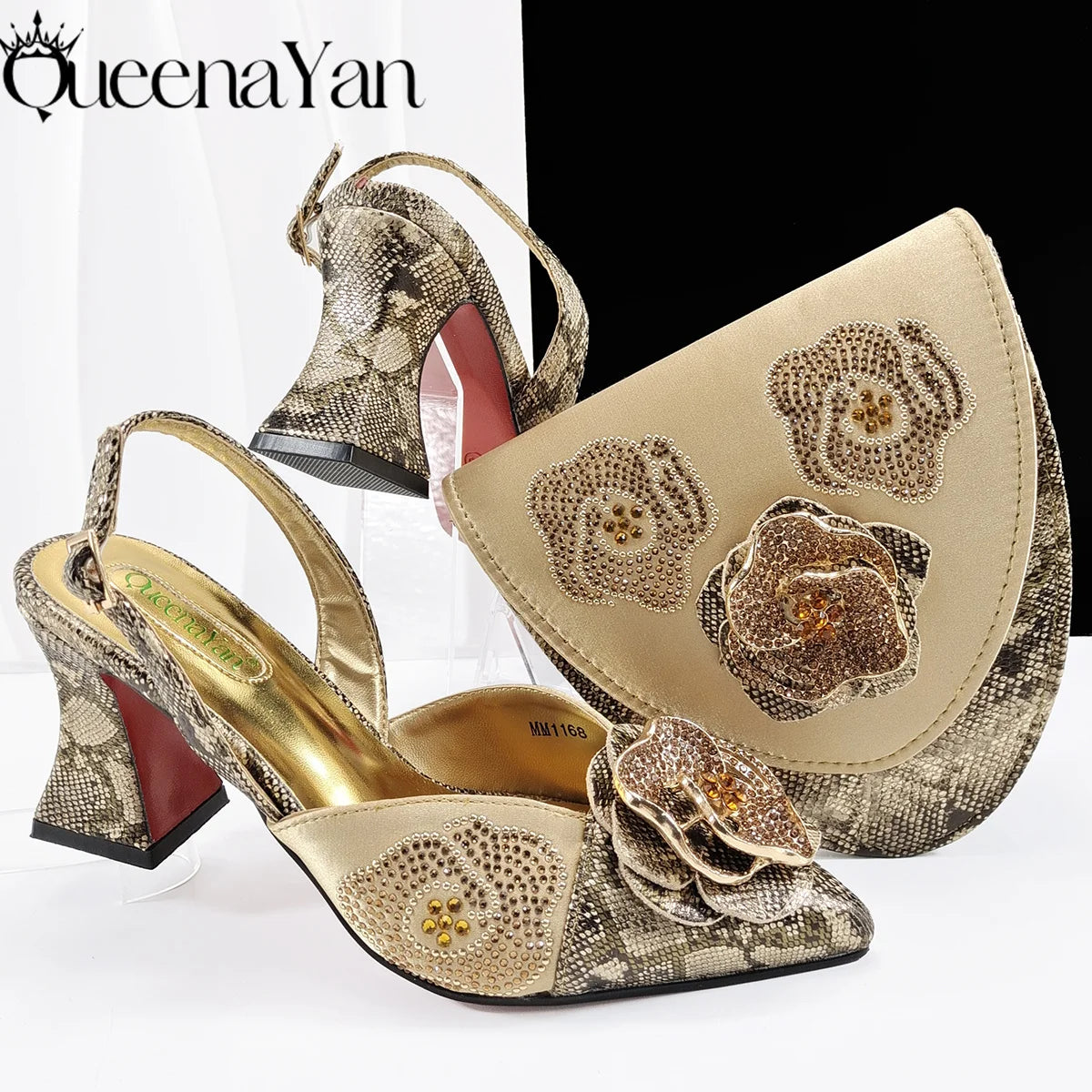 2025 Elegant Lilac Color Women's Heels Handbag Set Rhinestone Embellished Designer Shoes for Weddings Special Events