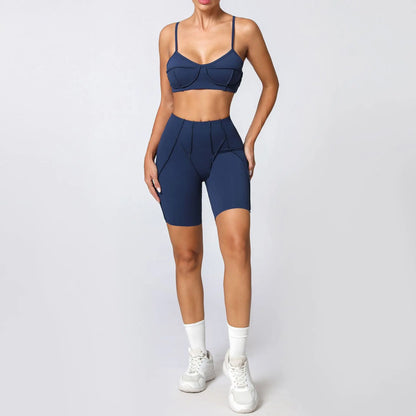 Yoga Sports Fitness Sets High Waist Hip-lifting Trousers Open Back Bra Suit Casual Running Workout Gym Leggings Sexy Sets Women