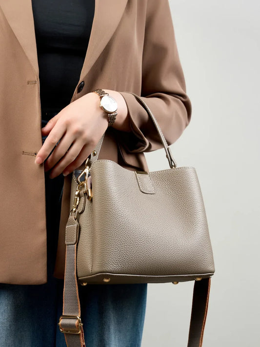 Genuine leather woman bag shoulder bag Handbags crossbody bag luxury designer minimalism bag Cattle leather grey