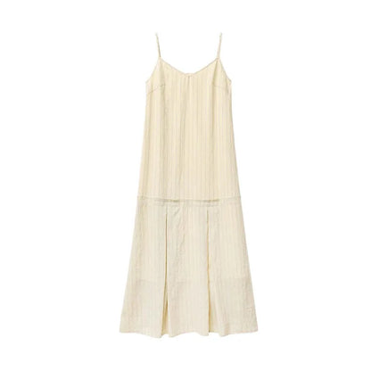 Women Dress Sets Stripe Shirt Loose Casual Long Sleeve Sunscreen Blouses Camisole V-neck Dresses Spring Autumn 2025
