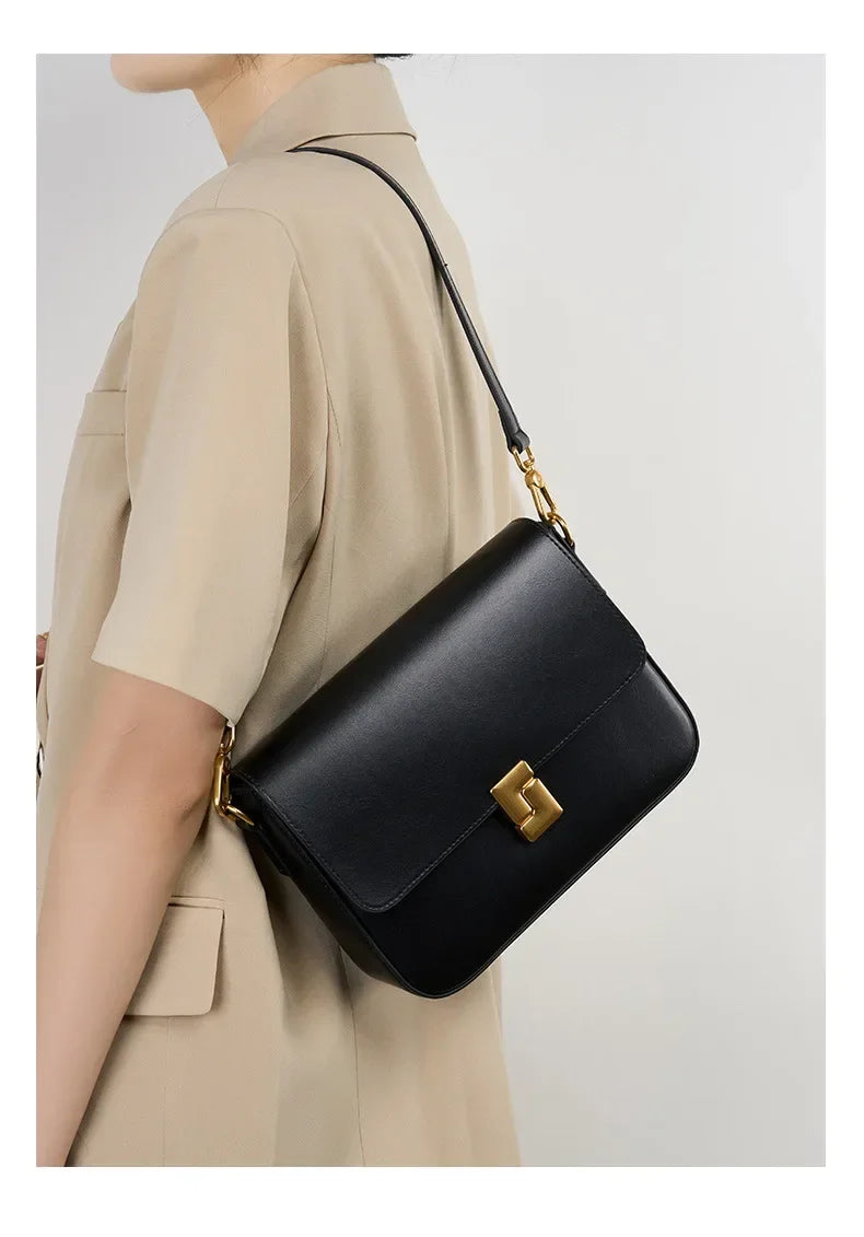 100% Genuine Leather Women Crossbody Bag Fashion Small Square Bag High Quality Cowhide Women's Commuter Shoulder Bag