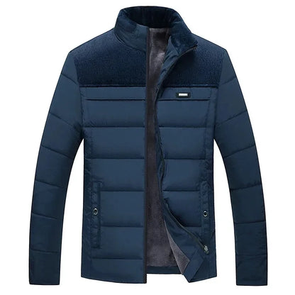 Puffer Jacket Men's Plush Thickened Parkas Stand Collar Jacket Men's Coat Winter Warm Thick Zipper Coat Padded Overcoat for Men