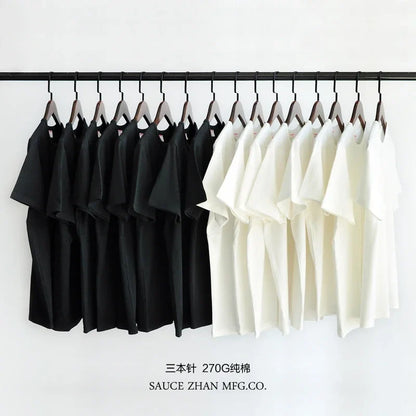 Tops & Tees Men's T-shirt Short Sleeve  Anti-Deformation Anti-Shrink Double-woven Fabric Cotton Soft Slim Fit