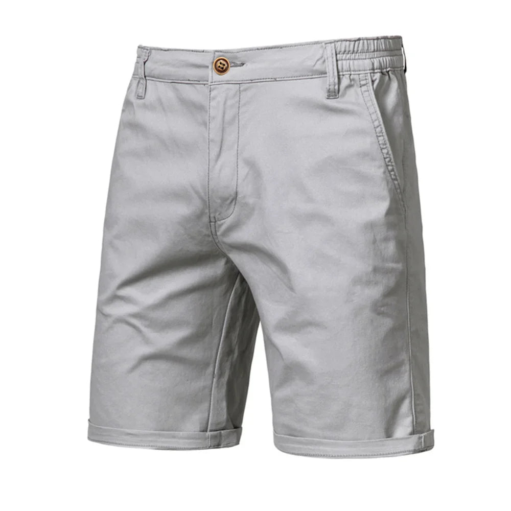 Summer 100% Cotton Solid Shorts Men High Quality Casual Business Social Elastic Waist Men Shorts 10 Colors Beach Shorts