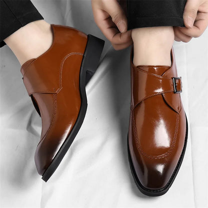 Buckle Designer Big Size Dress Shoes for Men Spring Autumn Solid Color Cow Leather Shoes Male Fashion Business Casual Shoe Man