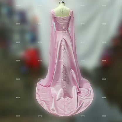 A Line Evening Dress Shawls Party Dresses Lace Applique Celebrity Dresses for Women Long Prom Dresses vestidos de fiesta