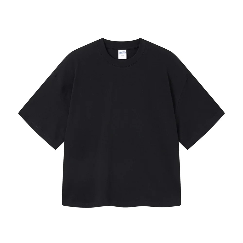 New Men Summer Boxy 275gsm Cotton T-Shirts Retro Unisex Oversized Short Version Basic T Shirt Brand Tees HY1070