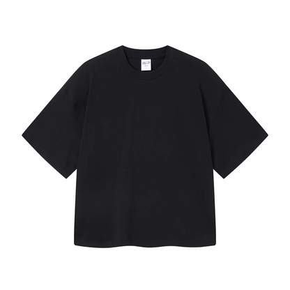 New Men Summer Boxy 275gsm Cotton T-Shirts Retro Unisex Oversized Short Version Basic T Shirt Brand Tees HY1070