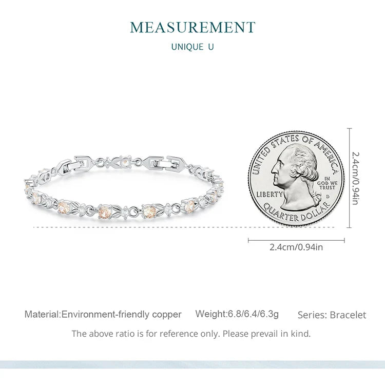 Authentic Luxury Multi-color Zircon Bracelet Rose Gold Color Chain Link Bracelet for Women Birthday Crystal Jewelry