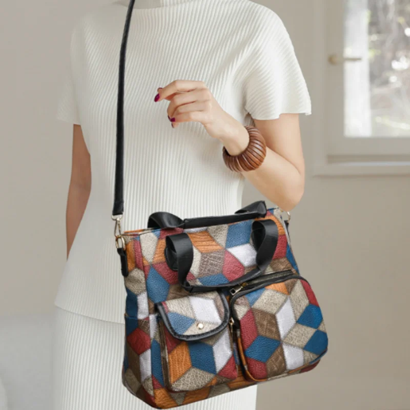 Women's Handbag Women's Shoulder Bag Fashion Purse Vintage Leather Bag Large Capacity Handbag Inclined Shoulder Bag Mom's Bag