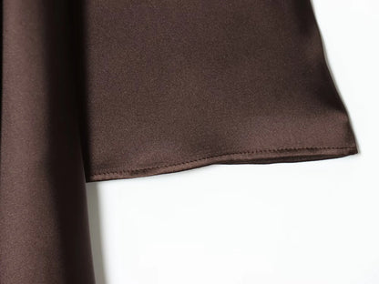 Women Fashion Satin Elegant Short Dress Summer Autumn New Long Sleeve Scarf V neck Mini Dress Female Elegant Party Dresses