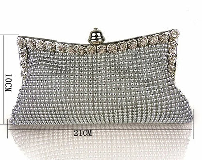 Evening Gold Clutch Bag Glitter Bead DESIGN Elegant Woman Party Bags Vintage Fashion Bridal Purse Silver Handbags Night Bag