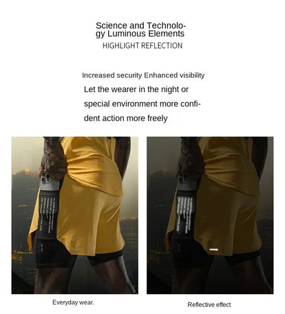 Men's Gym Shorts 2 in 1 Quick Dry Running Shorts Basketball Jogger Summer Fitness Workout Short Pants Bodybuilding Activewear
