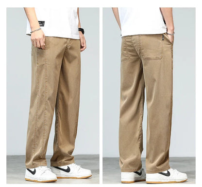 Summer Ultrathin High Quality Soft Lyocell Fabric Men's Jeans Loose Straight Denim Pants Design Casual Trousers Plus Size M-5XL