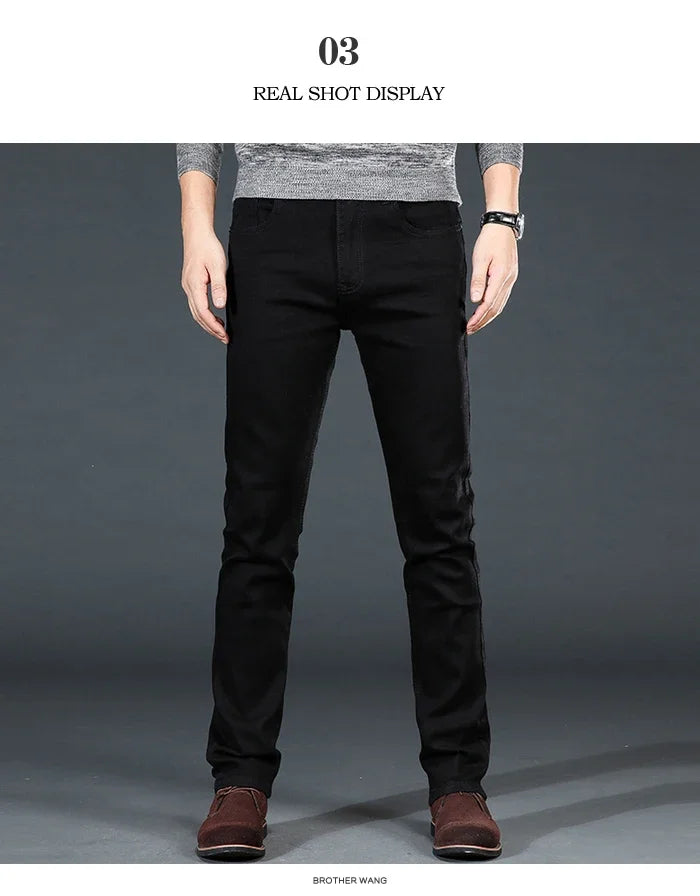 Men Plus Size Jeans 38 40 Slim Skinny Stretch Straight Classic Version of Simple Black Denim Pants Male Brand Clothing
