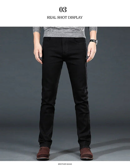 Men Plus Size Jeans 38 40 Slim Skinny Stretch Straight Classic Version of Simple Black Denim Pants Male Brand Clothing