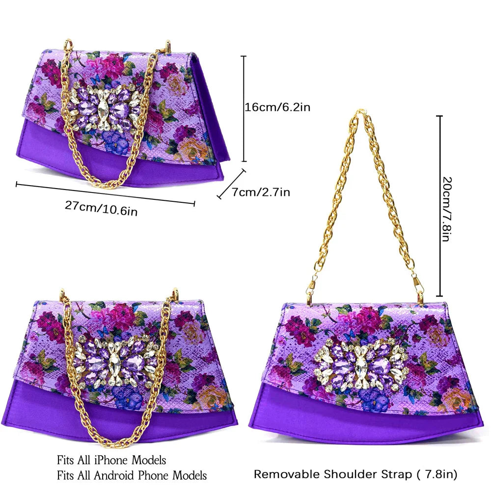Italian Sandals and Bags Matching Set 2024 Women Heel Party for Gold Colour Wedding Bigger Size Thick Heel Shoes