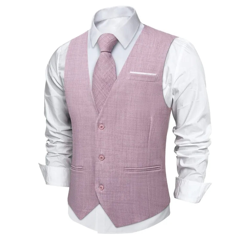 Fashion Men Vest Blue Single Breasted V Neck Solid Waistcoat For Wedding Birthday Party Prom Business Daily Casual Men Suit Vest