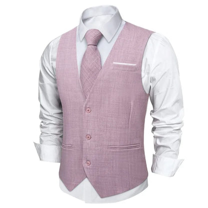 Fashion Men Vest Blue Single Breasted V Neck Solid Waistcoat For Wedding Birthday Party Prom Business Daily Casual Men Suit Vest