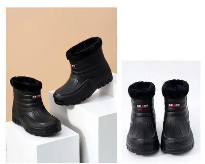 40-45 Men Rain Boots Winter Waterproof Shoes Ankle Snow Botas Plush Thick-soled Anti Slip High Top Zapatos Water Warm Footwear 1