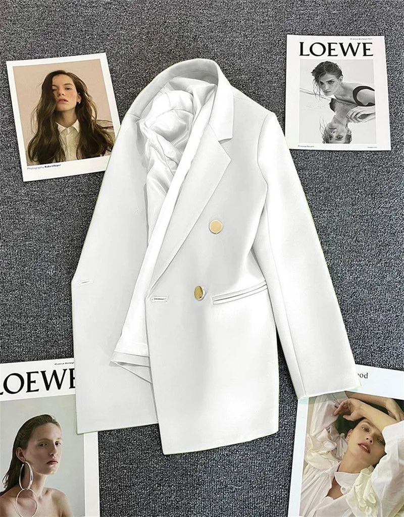 Spring Autumn High Quality Long Sleeve Female Blazer Double Button Jacket Ladies Business Work Wear Formal Coat Women Outerwea