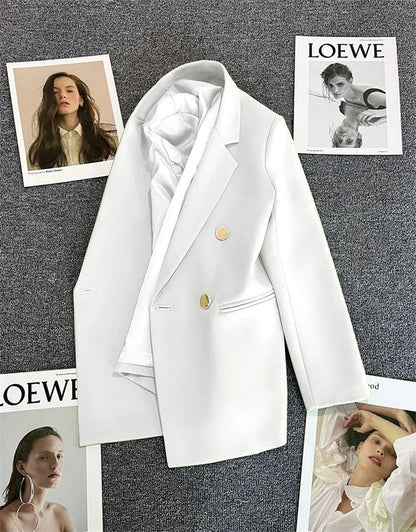 Spring Autumn High Quality Long Sleeve Female Blazer Double Button Jacket Ladies Business Work Wear Formal Coat Women Outerwea