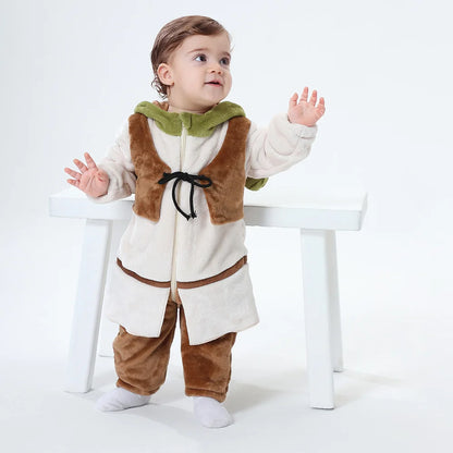 Kawaii Costume for Child Kid Baby 0-3 Years Cute Green Monster Jumpsuit Winter Warm Onesie  Anime Cosplay Kigurumis Outfit 2024