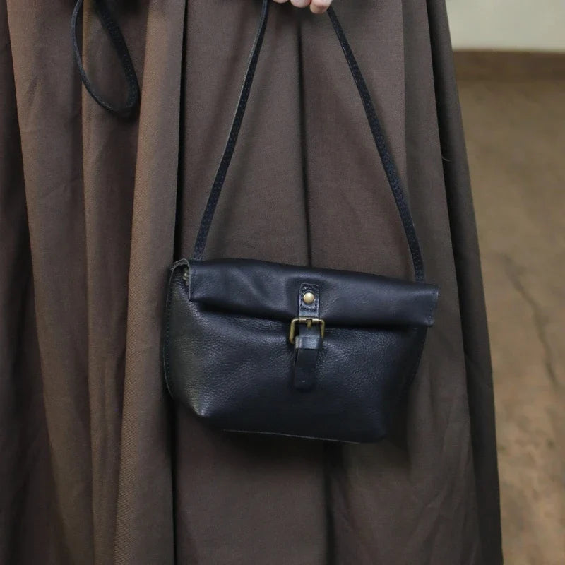 Soft Genuine Leather Women Messenger Bag Female Real Leather Crossbody Shoulder Bags Small Handbag Retro Phone Bag for Girls