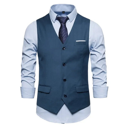 Blue Suit Vest, Men's Business Sleeveless Vests Jacket, Asian size S-6XL, Wedding Party Waistcoat, Red Purple Black Gray