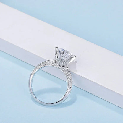 5 Carat Moissanite Wedding Rings For Women 925 Sterling Silver Eternity with White Gold Plated Band Engagement Jewelry