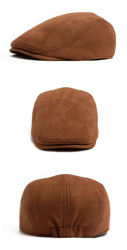 New Suede Autumn Winter Beret Fashion Vintage Men Women Newsboy Hat Casual Flat Visor Cap Berets For 54-58cm Head Circum Ference
