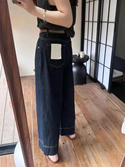 Women's Plus Size Straight-Leg Jeans Autumn Slimming Bell Bottoms 2025 New Arrival Trendy Pants Nine-Point Length