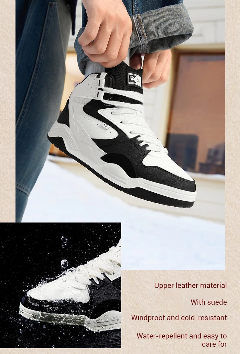 Men's Plus Velvet Skateboard Shoes New Classic Retro High-top Warm Wear-resistant Soft Male Sneakers 672436622A