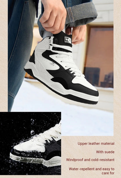 Men's Plus Velvet Skateboard Shoes New Classic Retro High-top Warm Wear-resistant Soft Male Sneakers 672436622A