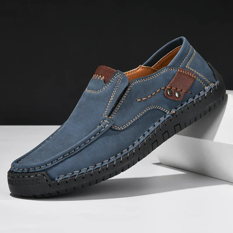 Handmade Leather Men Shoes Casual Comfortable Slip On Loafers Men Leather Shoes Flats Moccasins Walking Shoes