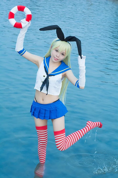 Collection Kancolle Fleet Kanmusu Shimakaze Cosplay Costume Anime Girls Sailor Suit For Women Sexy Summer Dress Full Set