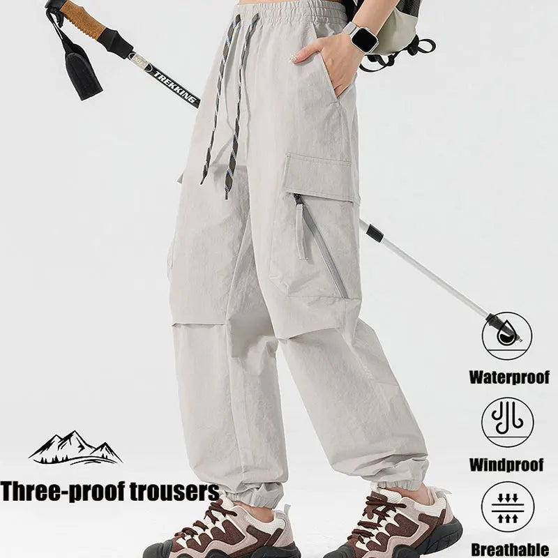 Hiking Men Pant Breathable Waterproof Trousers Elastic Waist Camping Pant Women Slant Pockets Travel Pant Outdoor Sports Pant