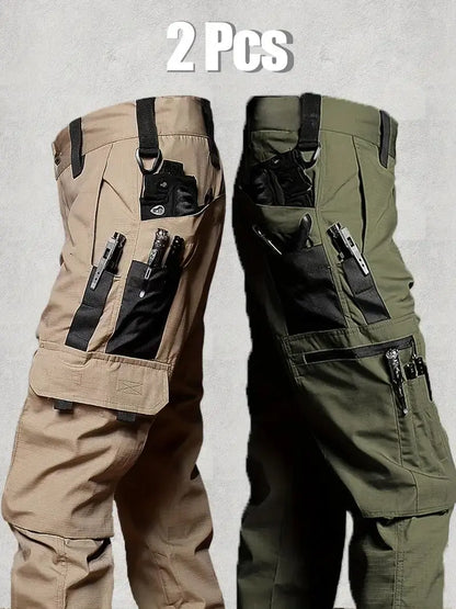 New Tactical Work Pants Men Casual Outdoor Waterproof Cargo Trousers 2/1Pcs Multi-pocket Wear-Resistant Outdoor Training Trouser