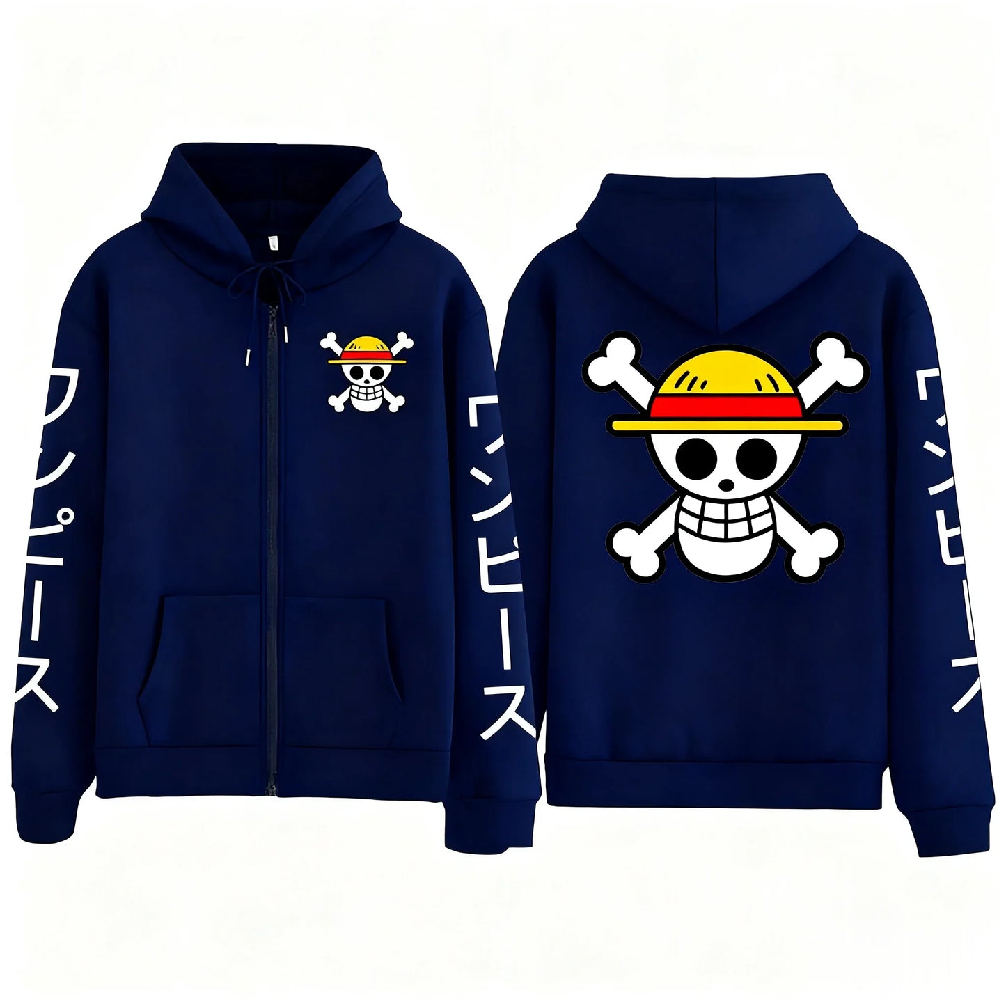 New Oversized One Piece Luffy Anime Zipper Hooded Sweatshirt Men Women Streetwear Casual Pullover Jacket Long Sleeve Autumn