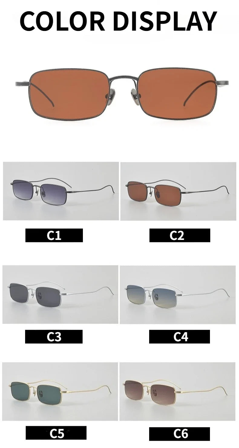Top Quality Pure Titanium UV400 Protection Small Square Women Sunglasses Brand Ultra-light Rectangular Man Sun Glasses Eyewear
