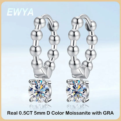 Real 0.5CT 5mm D Color Moissanite Drop Earrings for Women S925 Silver Plated PT950 Pass Diamond Test Earring Fine Jewelry