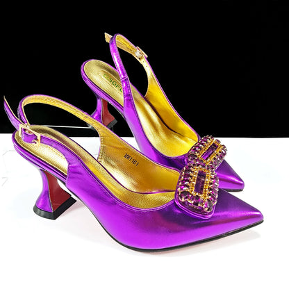 Italian Design Rhinestone-encrusted Ladies Party Shoes And Special Bag Women High Heels Wedding Dual Purpose Bag