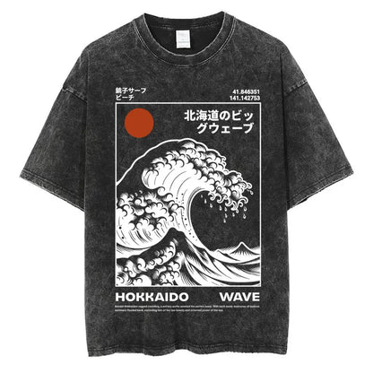 Japanese Tokyo Tokyo Culture Print Washed T Shirt Funny Fashion Vintage Men Women T-shirts Cotton Casual Loose Tees Streetwear